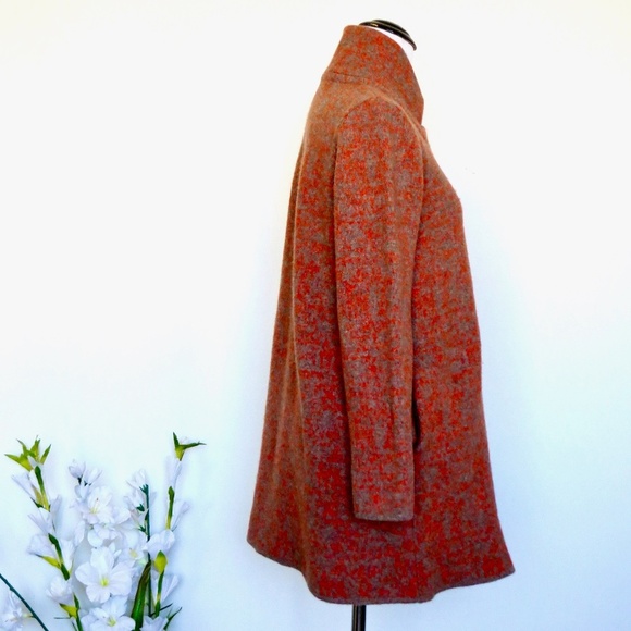 A.IDA Sweater Jacket Wool Blend Long Cardigan Orange Tan SZ S - Picture 5 of 8